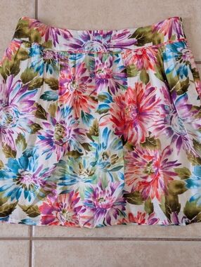 LOFT Floral Linen Blend Skirt Size 8